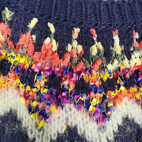 Maurices Sweater Women Medium Wool Blend Jacquard Ribbon Yoke Fair Isle Pullover - Picture 6 of 10